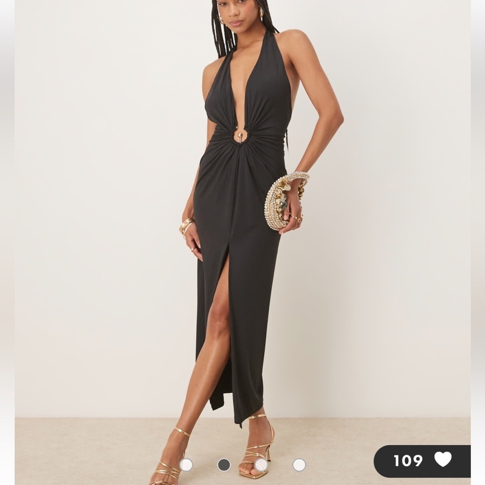 Bardot Alma Plunging Midi Dress In Black